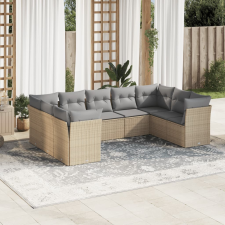 vidaXL 9-részes bézs polyrattan kerti ülőgarnitúra párnákkal kerti bútor
