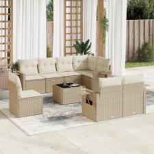 vidaXL 9-részes bézs polyrattan kerti ülőgarnitúra párnákkal kerti bútor