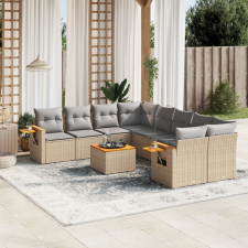 vidaXL 9-részes bézs polyrattan kerti ülőgarnitúra párnákkal kerti bútor