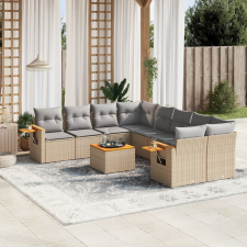 vidaXL 9-részes bézs polyrattan kerti ülőgarnitúra párnákkal kerti bútor