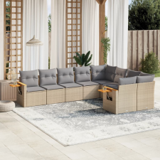 vidaXL 9-részes bézs polyrattan kerti ülőgarnitúra párnákkal kerti bútor