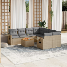 vidaXL 9-részes bézs polyrattan kerti ülőgarnitúra párnákkal kerti bútor