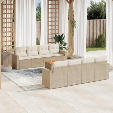 vidaXL 9-részes bézs polyrattan kerti ülőgarnitúra párnákkal kerti bútor