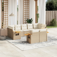 vidaXL 9-részes bézs polyrattan kerti ülőgarnitúra párnákkal kerti bútor