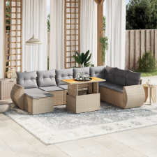 vidaXL 9 részes bézs polyrattan kerti ülőgarnitúra párnákkal kerti bútor