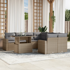 vidaXL 9 részes bézs polyrattan kerti ülőgarnitúra párnákkal kerti bútor