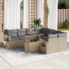 vidaXL 9 részes bézs polyrattan kerti ülőgarnitúra párnákkal kerti bútor