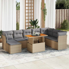 vidaXL 9 részes bézs polyrattan kerti ülőgarnitúra párnákkal kerti bútor