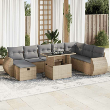 vidaXL 9 részes bézs polyrattan kerti ülőgarnitúra párnákkal kerti bútor