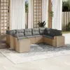 vidaXL 9-részes bézs polyrattan kerti ülőgarnitúra párnákkal
