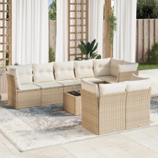 vidaXL 9-részes bézs polyrattan kerti ülőgarnitúra párnákkal kerti bútor