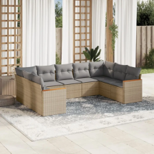 vidaXL 9-részes bézs polyrattan kerti ülőgarnitúra párnákkal kerti bútor
