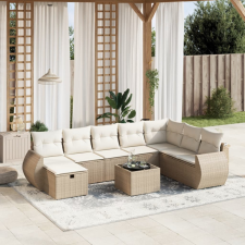 vidaXL 9-részes bézs polyrattan kerti ülőgarnitúra párnákkal kerti bútor