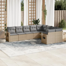vidaXL 9-részes bézs polyrattan kerti ülőgarnitúra párnákkal kerti bútor