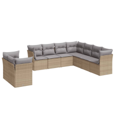 vidaXL 9-részes bézs polyrattan kerti ülőgarnitúra párnákkal (3217839) kerti bútor