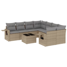 vidaXL 9-részes bézs polyrattan kerti ülőgarnitúra párnákkal (3252296) kerti bútor