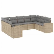 vidaXL 9-részes bézs polyrattan kerti ülőgarnitúra párnákkal (3255336) kerti bútor