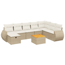 vidaXL 9-részes bézs polyrattan kerti ülőgarnitúra párnákkal (3265097) kerti bútor
