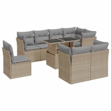 vidaXL 9 részes bézs polyrattan kerti ülőgarnitúra párnákkal (3326180) kerti bútor