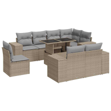 vidaXL 9 részes bézs polyrattan kerti ülőgarnitúra párnákkal (3326820) kerti bútor