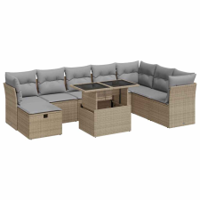 vidaXL 9 részes bézs polyrattan kerti ülőgarnitúra párnákkal (3327799) kerti bútor