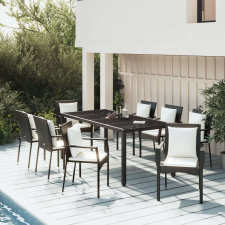 vidaXL 9 részes fekete polyrattan kerti étkezőgarnitúra párnákkal kerti bútor