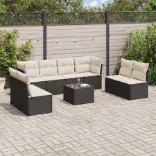 vidaXL 9 részes fekete polyrattan kerti ülőgarnitúra párnákkal kerti bútor