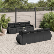 vidaXL 9 részes fekete polyrattan kerti ülőgarnitúra párnákkal kerti bútor