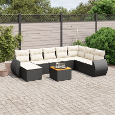 vidaXL 9 részes fekete polyrattan kerti ülőgarnitúra párnákkal kerti bútor