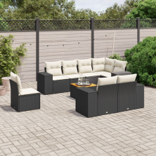 vidaXL 9 részes fekete polyrattan kerti ülőgarnitúra párnákkal kerti bútor