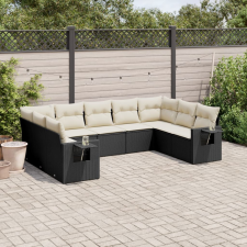 vidaXL 9 részes fekete polyrattan kerti ülőgarnitúra párnákkal kerti bútor