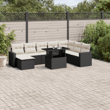 vidaXL 9 részes fekete polyrattan kerti ülőgarnitúra párnákkal kerti bútor