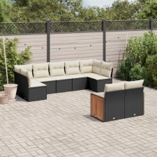 vidaXL 9 részes fekete polyrattan kerti ülőgarnitúra párnákkal kerti bútor