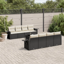 vidaXL 9 részes fekete polyrattan kerti ülőgarnitúra párnákkal kerti bútor