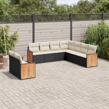 vidaXL 9 részes fekete polyrattan kerti ülőgarnitúra párnákkal kerti bútor