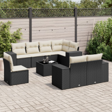 vidaXL 9 részes fekete polyrattan kerti ülőgarnitúra párnákkal kerti bútor