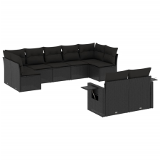 vidaXL 9 részes fekete polyrattan kerti ülőgarnitúra párnákkal (3220614) kerti bútor
