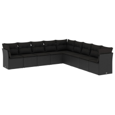 vidaXL 9 részes fekete polyrattan kerti ülőgarnitúra párnákkal (3249614) kerti bútor