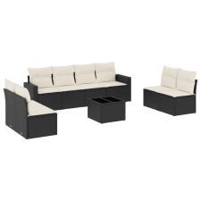 vidaXL 9 részes fekete polyrattan kerti ülőgarnitúra párnákkal (3251193) kerti bútor