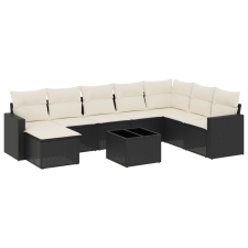 vidaXL 9 részes fekete polyrattan kerti ülőgarnitúra párnákkal (3251703) kerti bútor