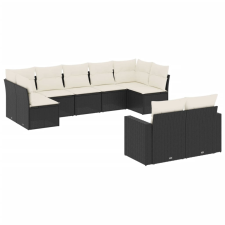 vidaXL 9 részes fekete polyrattan kerti ülőgarnitúra párnákkal (3251753) kerti bútor