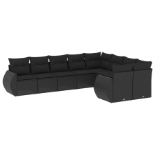 vidaXL 9 részes fekete polyrattan kerti ülőgarnitúra párnákkal (3254172) kerti bútor