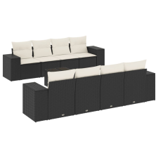 vidaXL 9 részes fekete polyrattan kerti ülőgarnitúra párnákkal (3254683) kerti bútor