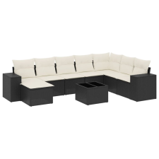 vidaXL 9 részes fekete polyrattan kerti ülőgarnitúra párnákkal (3255303) kerti bútor