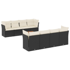 vidaXL 9 részes fekete polyrattan kerti ülőgarnitúra párnákkal (3255853) kerti bútor