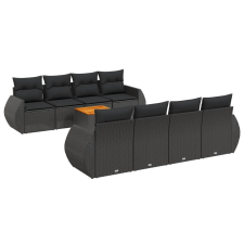 vidaXL 9 részes fekete polyrattan kerti ülőgarnitúra párnákkal (3257252) kerti bútor