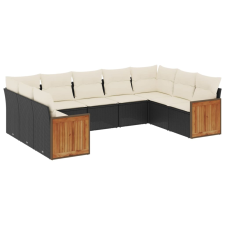 vidaXL 9 részes fekete polyrattan kerti ülőgarnitúra párnákkal (3260355) kerti bútor