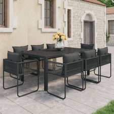 vidaXL 9 részes fekete PVC rattan kerti étkezőgarnitúra kerti bútor