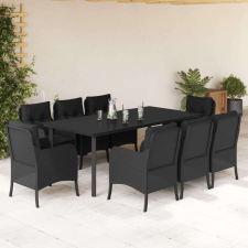 vidaXL - 9 Részes Kerti Étkezőgarnitúra - Polyrattan - Fekete kerti bútor