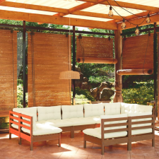 vidaXL 9 részes mézbarna fenyőfa kerti ülőgarnitúra párnákkal kerti bútor